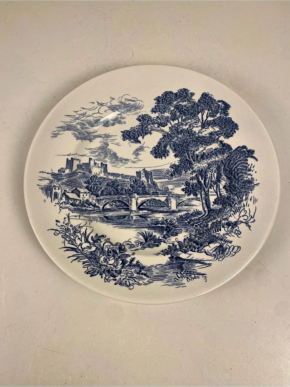 Enoch Wedgwood Countryside Blue & White Hand Engraved 10” Plate England